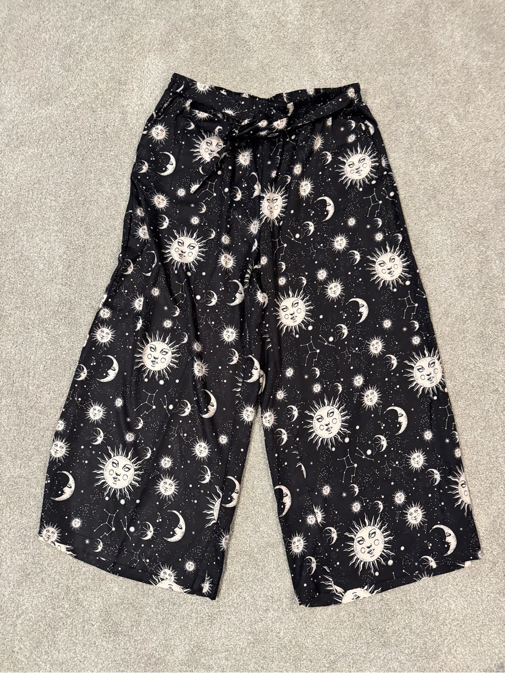 BloomChic Black Celestial Moon & Sun Wide-Leg Bottoms
